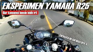 EKSPERIMEN AGAR KONSUMSI BENSIN YAMAHA R25 LEBIH IRIT  Motovlog Yamaha R25 [upl. by Alieka]