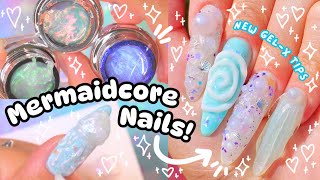 𓇼˖°🌊 Testing NEW AURORA SOLID GELS 🌺 Aesthetic MermaidOcean Nail Art 🐬°˖𓇼 [upl. by Aleek44]