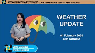 Public Weather Forecast issued at 4AM  February 04 2024  Sunday [upl. by Leizo]