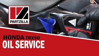 How to Change the Oil on a Honda TRX90  Honda TRX90 Oil Change  Partzillacom [upl. by Yekcim]