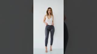 Damen Leder Optik Treggings Biker Stretch Hose Skinny Röhren Fashion Trend Katalog Empfehlung [upl. by Cardwell]