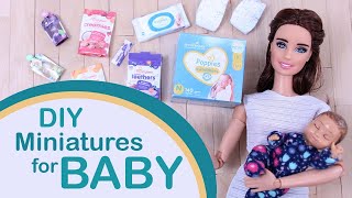 DIY MINI Baby Products and Clothes for Barbie Babies  DIY Baby Mini Brands [upl. by Toombs83]