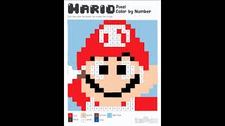 Mario pixel color by number coloring drawing art happy [upl. by Phonsa642]