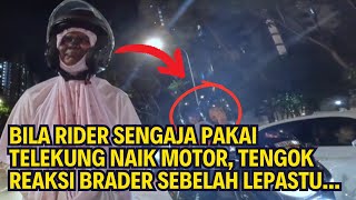 BILA RIDER SENGAJA PAKAI TELEKUNG NAIK MOTOR TENGOK REAKSI BRADER SEBELAH LEPASTU [upl. by Ellienad663]