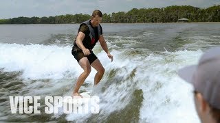 Henrik Stenson Learns How To Wakesurf Off Day [upl. by Aletsirc847]