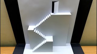 Pop Up card Designer｜Kirigami Paper Art Tutorial｜Architecture stairs｜Hobby Knife 1 [upl. by Devaney]