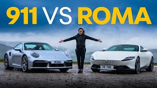 Ferrari Roma VS Porsche 911 Turbo S Which Is Best  4K [upl. by Ymereg]