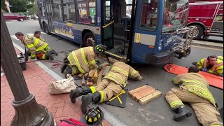 Stamford firefighters rescue woman from under CT Transit bus [upl. by Laram]