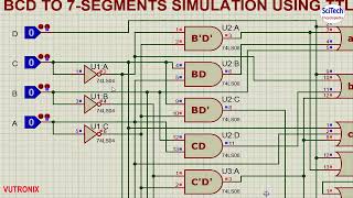 STE BCD to 7Segment simulation using TTL amp CMOS logic gates [upl. by Nuri562]