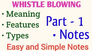 Whistle Blowing  Features of Whistle Blowing  Kinds of Whistle Blowing [upl. by Olivette388]