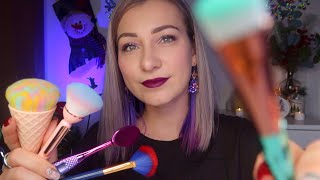 ASMR Face Brushing with Rain Sounds ☔️✨ 99 No Talking 💚 [upl. by Dyrraj606]