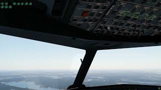 A320 NEO landing at GothenburgLandvetter airport XP12 cockpit view [upl. by Lecia]