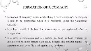 COMPANY LAW  FORMATION OF A COMPANY [upl. by Ariew962]