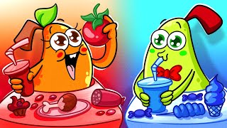 Red vs Blue Food Color Challenge  Water Girl and Fire Boy Games by Pear Couple [upl. by Monteria284]