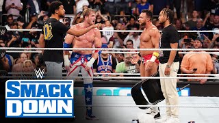 Jalen Brunson and Tyrese Haliburton square off at SmackDown SmackDown highlights June 28 2024 [upl. by Enylodnewg252]