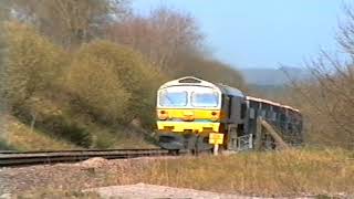 SAVERNAKE BANK WILTSHIRE CLASS 59 STONE TRAINS 13041995 [upl. by Edualcnaej]