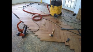 Install a Wood Herring Bone Floor from Random Length Flooring [upl. by Eninnaej]