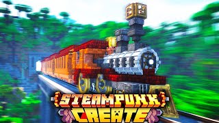 I Built a MOVING TRAIN with CREATE MOD in STEAMPUNK Minecraft [upl. by Alderman225]