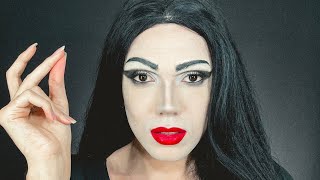 MORTICIA ADDAMS MAKEUP  A FAMÍLIA ADDAMS DUBLADO halloween [upl. by Eedolem]