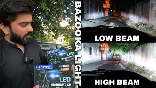 Project Mazda Bazooka Lights 220w 4 leds 44000 Lumens Test  Bevinsee V45 H4 Led [upl. by Duyne]