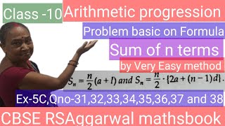 Arithmetic ProgressionSolution for CBSE RSAggarwal mathsbook class 10Ex5C Qno31 to 38 [upl. by Eannaj]