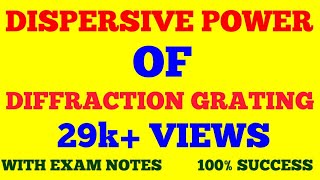 DISPERSIVE POWER OF DIFFRACTION GRATING  WAVE amp OPTICS  WITH EXAM NOTES [upl. by Ihcas]