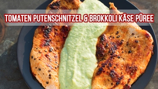 Low Carb Putenschnitzel Brokkoli Käse Püree Rezept  Kochvideo [upl. by Lovmilla910]