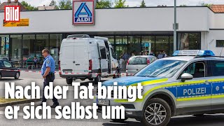 Mann verfolgt Frau durch AldiSupermarkt und erschießt sie  Schwalmstadt [upl. by Ahsirak]