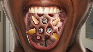 ASMR mouth Infection  ASMR Maggot Worm and Dog Ticks Removal Animation [upl. by Vasily158]