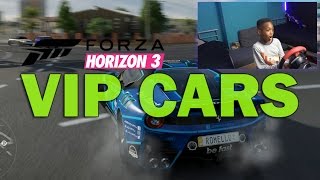 NEW VIP CARS INSANE FERRARI PAINT JOB  Forza Horizon 3 Career With Steering Wheel [upl. by Anahgem]