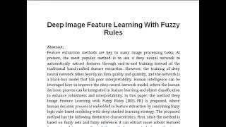 Deep Image Feature Learning With Fuzzy Rules [upl. by Nacul]