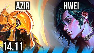 AZIR vs HWEI MID  Rank 6 Azir 715 Godlike  KR Challenger  1411 [upl. by Yt441]