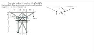 Determine the force in members DC HI and JI of the truss [upl. by Claman418]