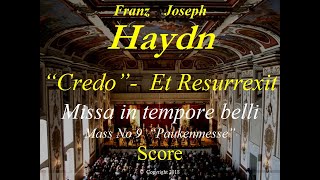 Haydn  Missa In Tempore Belli  Paukenmesse  3c Credo  Et Resurrexit  Score [upl. by Coop]