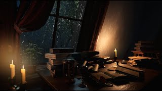 VICTORIAN AMBIENCE l Writers Room with Classic Music l Writing sound with Cozy Rain for Relaxing [upl. by Niehaus715]