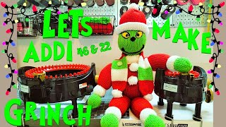 Lets Make the GRINCH  Using the Addi 46amp22 Your A Cute One Mr Grinch knittingmachine yarn [upl. by Selina423]