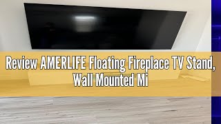 Review AMERLIFE Floating Fireplace TV Stand Wall Mounted Mirrored Entertainment Center with 40quot Ele [upl. by Ahrendt]