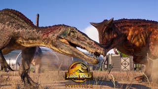 Carnotaurus vs Baryonyx Dinosaurs Fight 🌍 JURASSIC WORLD EVOLUTION 2 shorts [upl. by Gula]