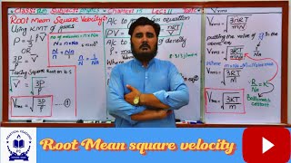 Derivation of Root Mean Square Velocity chapter 15 class 12 new physics book [upl. by Nancie]