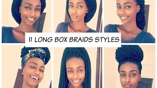 How To Style Long Box Braids 2016  11 Unique Styles [upl. by Hsevahb]