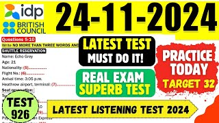 IELTS Listening Practice Test 2024 with Answers  24112024  Test No  926 [upl. by Kimmy349]