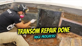 Boat Transom Repair Done Boat Restoration Part 36 [upl. by Olympie911]