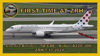 Croatia Airbus A220300 9ACAE first time at ZürichKloten with live ATC [upl. by Edmead148]