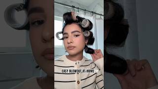 Velcro hair rollers  Easy bouncy curls blowout at home blowout hair hairstyle hairtutorial [upl. by Jaime]