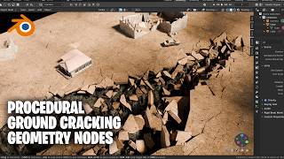 Procedural Ground collapsing and cracking with geometry nodes [upl. by Seem453]