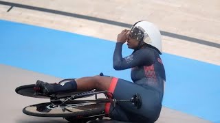 Kadeena Cox Falls during Womens 500m Time Trial C45 [upl. by Airelav193]