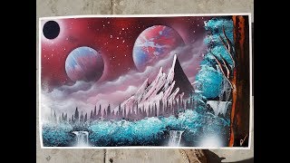 spray paint art tutorial for beginners tips and tricks landscape and space techniques [upl. by Attenwad]