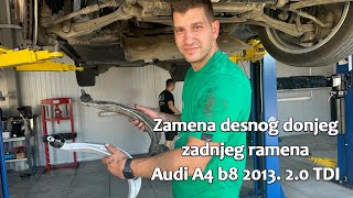 Zamena donjeg ramena i manžetne homokinetičkog zgloba Audi A4 20 TDI B8 2013  Samouslužni servis [upl. by Eivla960]