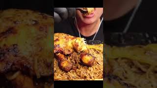 SOYA SOSLU MAKARNA 🍝 KIZARMIŞ TAVUK MUKBANG ASMR asmr viralvideo soya soslumakarna food [upl. by Mastrianni]