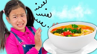 Jannie and Charlotte Makes Healthy Soups with Vegetables  Kids Food Toys [upl. by Rahab615]